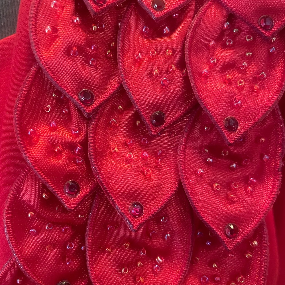 DonnaVinci Elegant Red Two-Piece skirt Suit with Decorative Collar - Picture 4 of 10